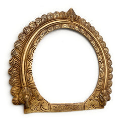 Bhunes Brass Round Prabhavali for Home Temple Decor – Traditional Deity Arch Frame, Wall Hanging Pooja Backdrop, Mandir Aura Arch, Gold, 9 Inch, 1 Piece