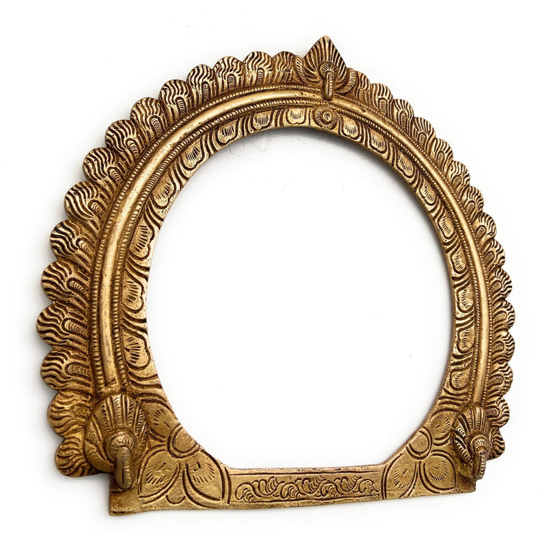Bhunes Brass Round Prabhavali for Home Temple Decor – Traditional Deity Arch Frame, Wall Hanging Pooja Backdrop, Mandir Aura Arch, Gold, 9 Inch, 1 Piece