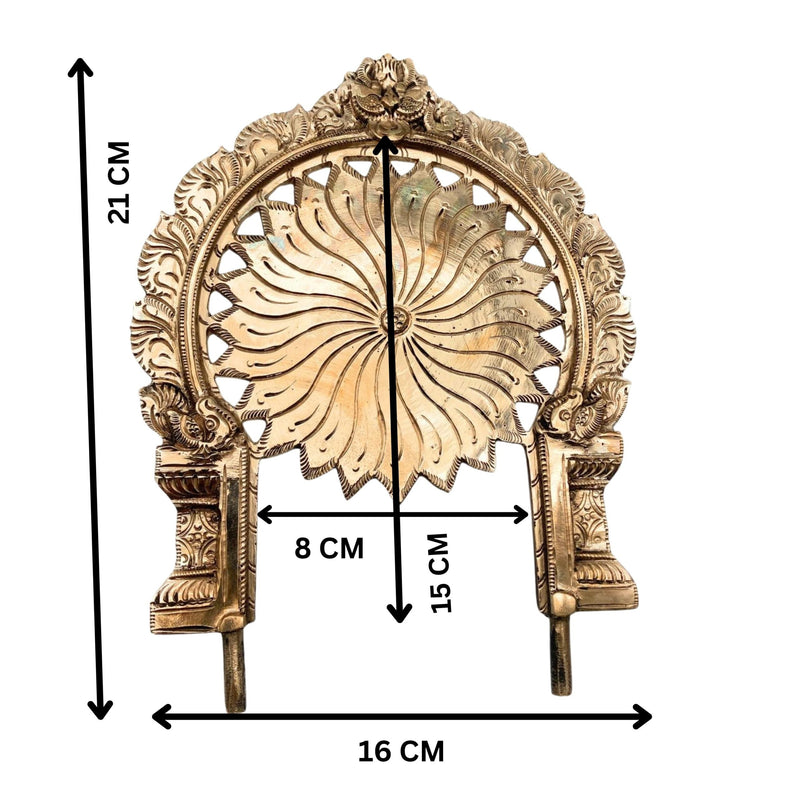 Bhunes Brass Prabhavali Arch Frame with Chakra – Wall Hanging Prabhawali for Deity | Traditional Temple Decor | Prabhaval for Home Mandir, Gold, 8.5 Inch, 1 Piece