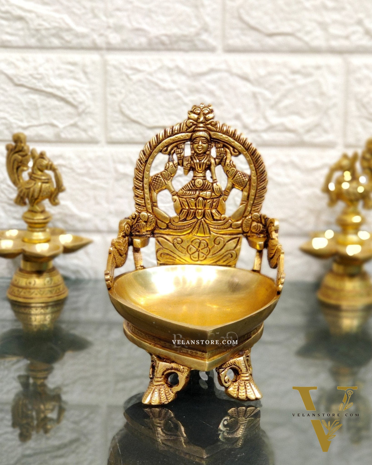 Gajalakshmi Brass Oil lamp 7"