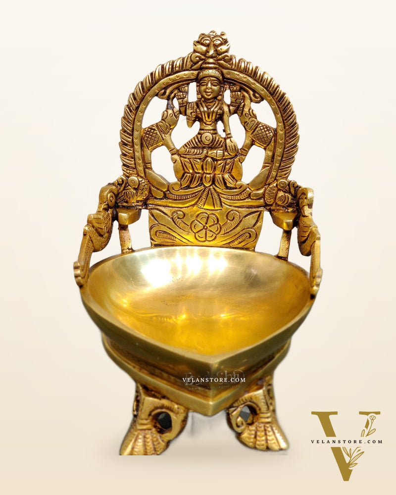 Gajalakshmi Brass Oil lamp 7"