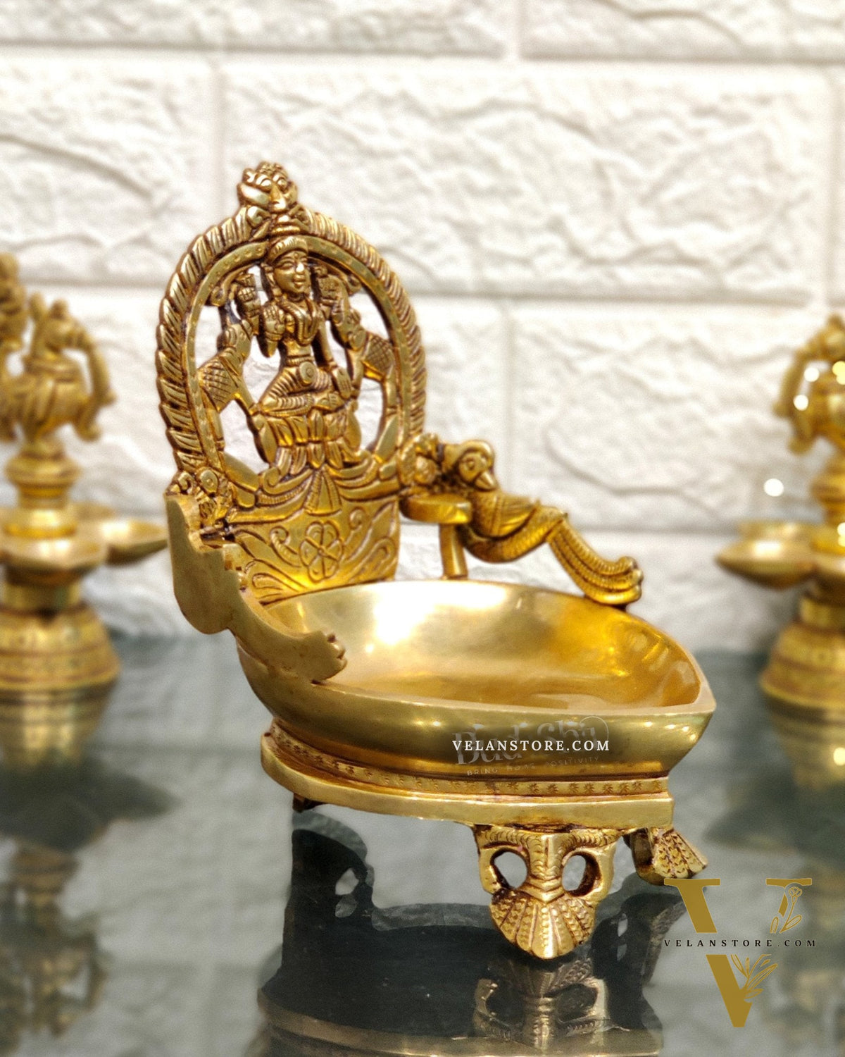 Gajalakshmi Brass Oil lamp 7"