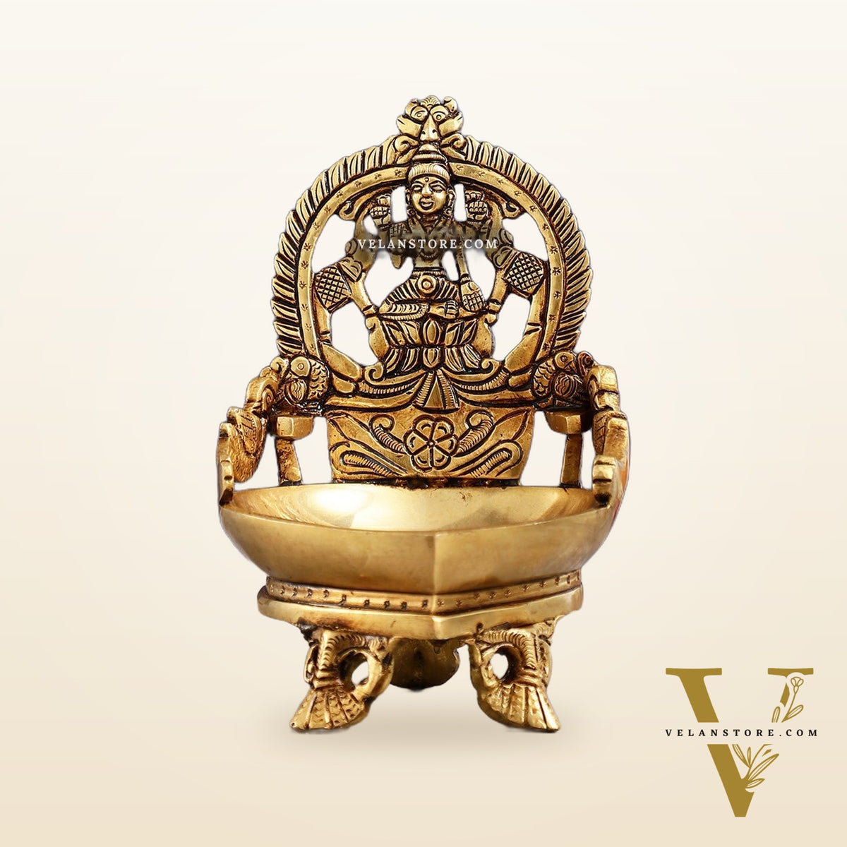 Gajalakshmi Brass Oil lamp 7"