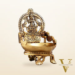 Gajalakshmi Brass Oil lamp 7"