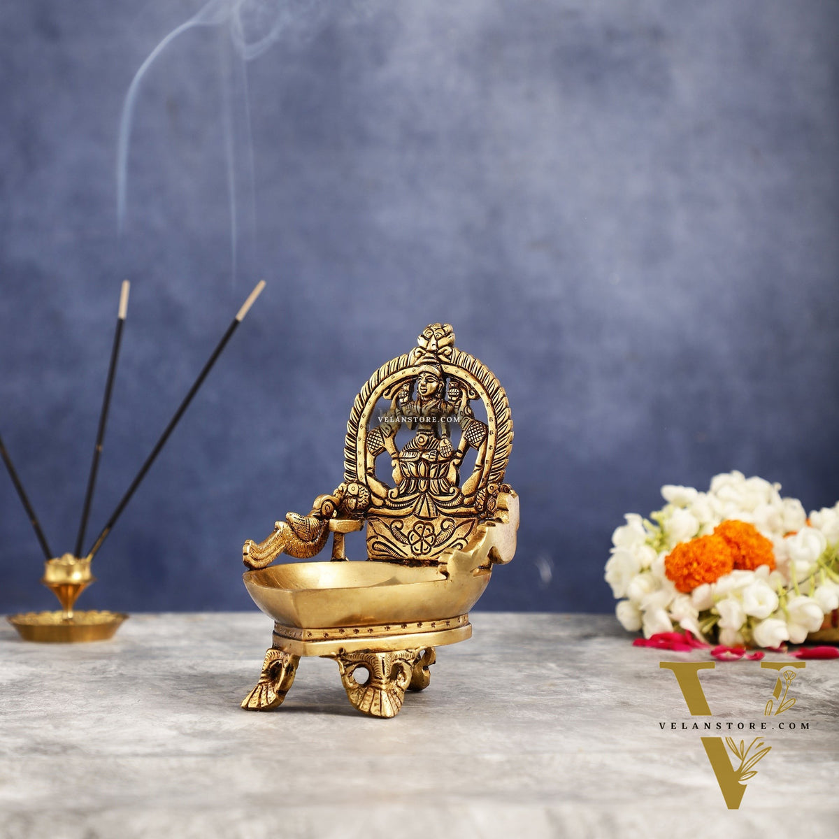 Gajalakshmi Brass Oil lamp 7"