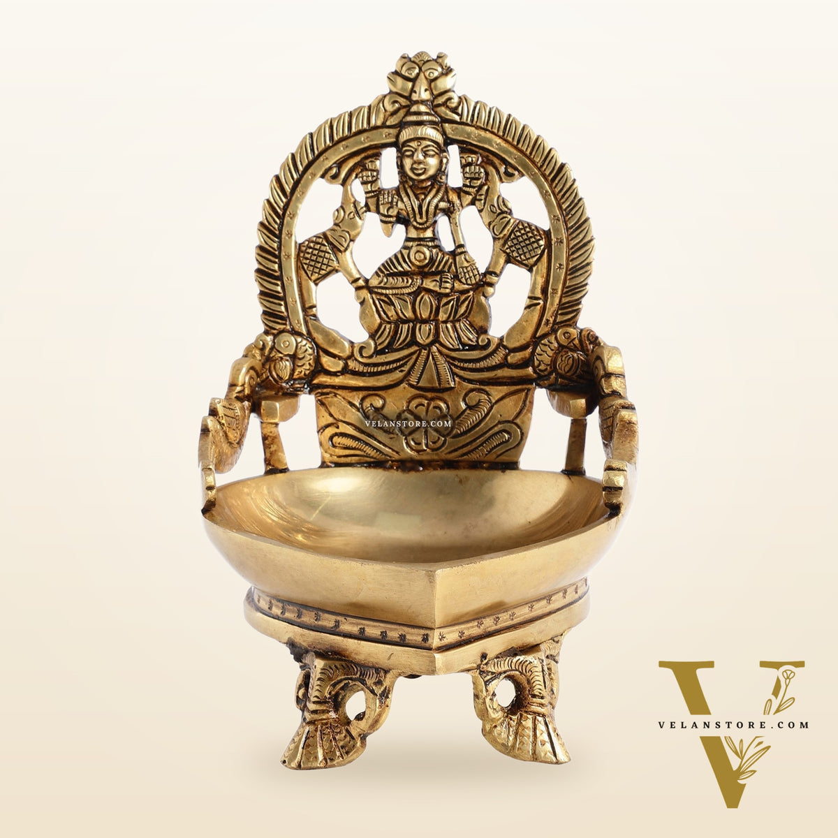Gajalakshmi Brass Oil lamp 7"