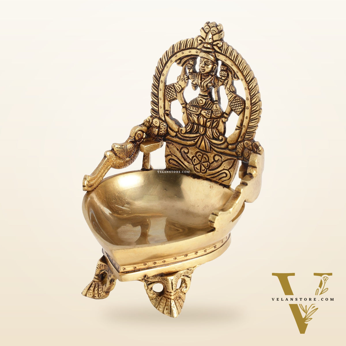 Gajalakshmi Brass Oil lamp 7"