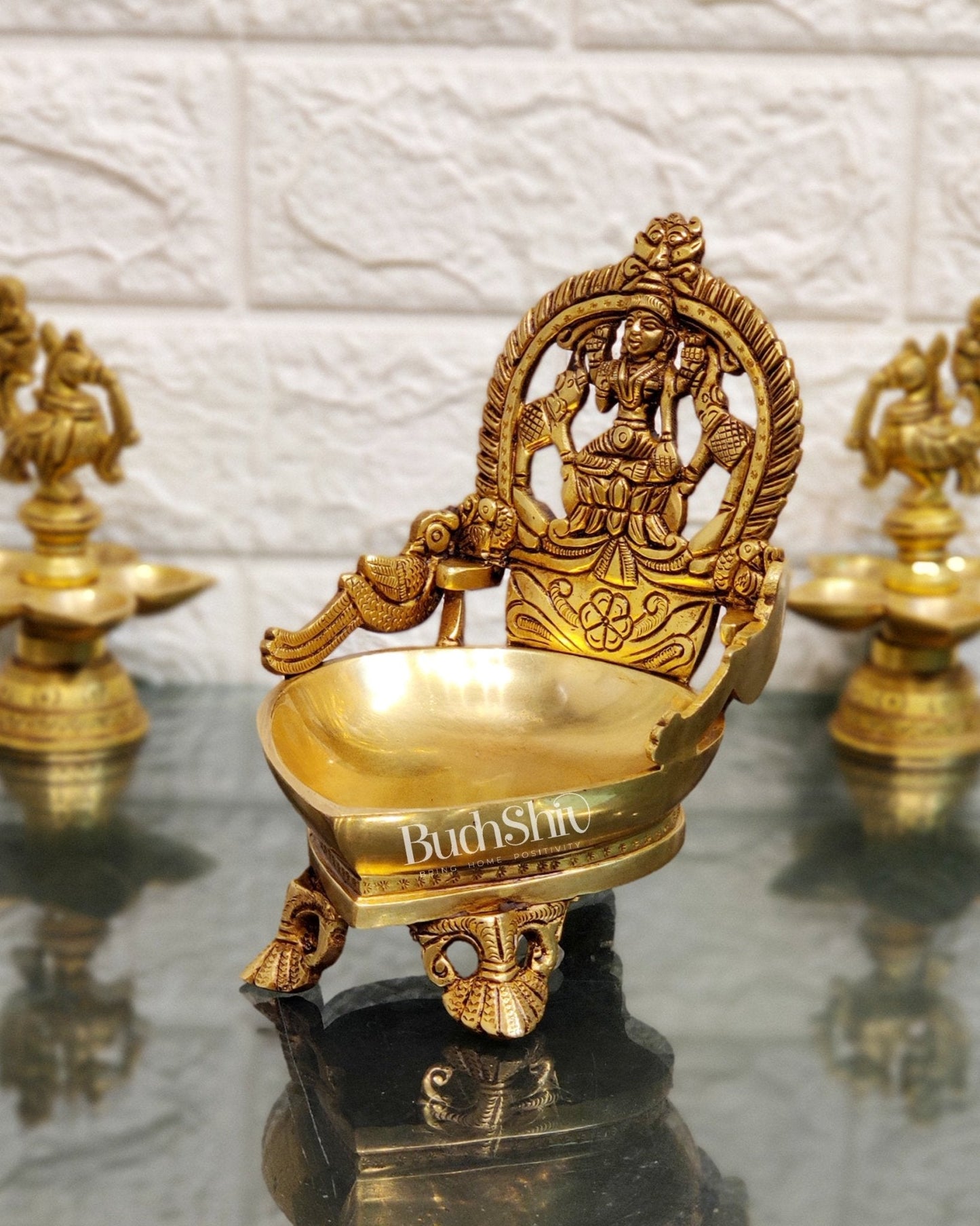 Gajalakshmi Brass Oil lamp 7"