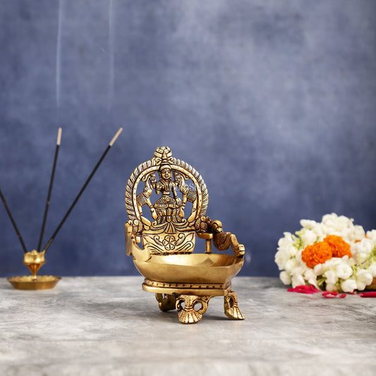 Gajalakshmi Brass Oil lamp 7"
