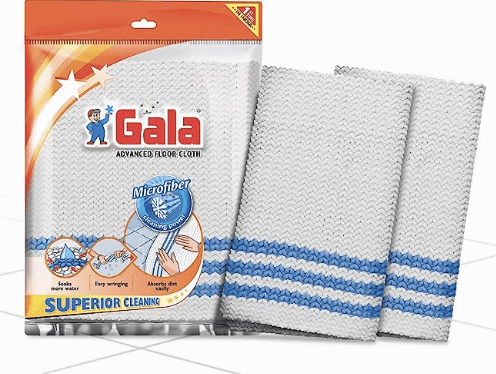 Gala Microfiber Advance Floor Cleaning Cloth(Pocha) for Mopping - White, Pack of 2 (163054)