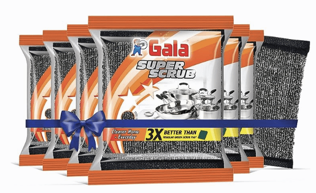 காலா சூப்பர் ஸ்க்ரப் செட் - எஃகால் ஆனது - கருப்பு - 6 பேக்