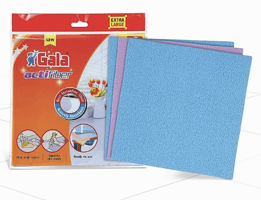 Gala Actifiber Kitchen Sponge Cloth for Table Tops and Glass Wipe (Combination of Microfiber and PVA Cloth) 3 Pcs