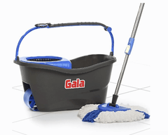 Gala Turbo Spin Mop Removes over 99% bacteria,Triangular head &amp; Easy big wheel with 2 Refills,Floor Cleaning Mop stick with Bucket, pocha for floor cleaning, Mopping Set (Grey and blue), 4 Pcs-1