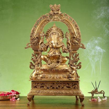 Chola-Inspired Superfine Brass Ganesha Statue 27"