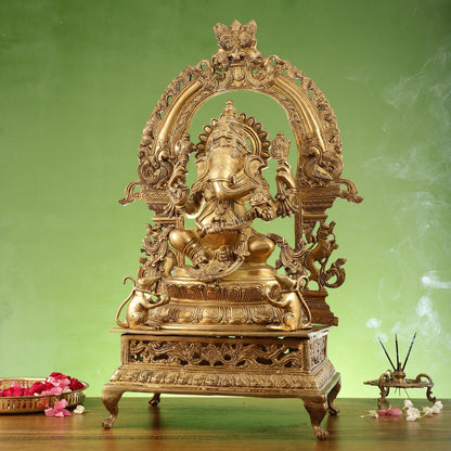 Chola-Inspired Superfine Brass Ganesha Statue 27"