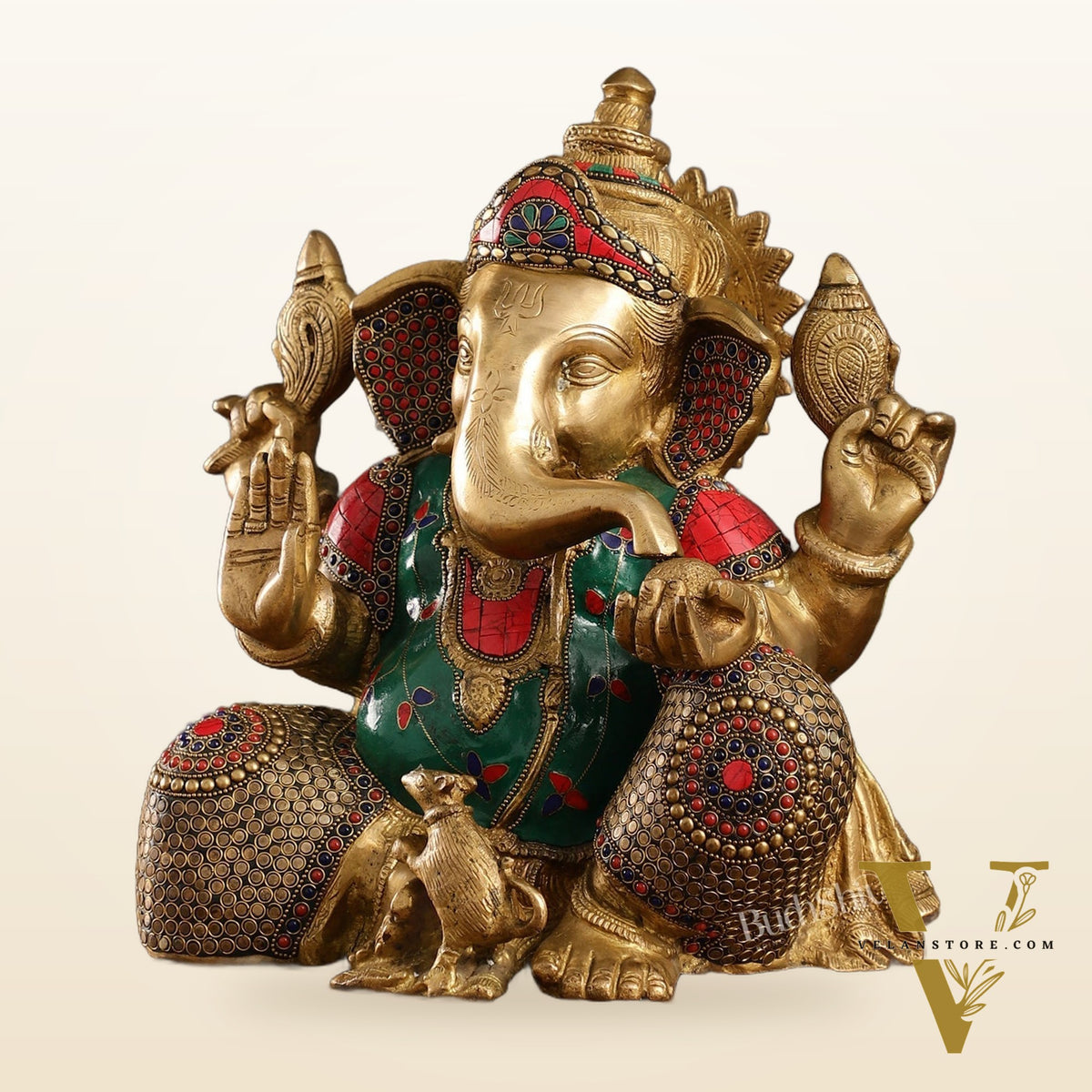 Ganapati Aashirwad Idol with Brass multicolour - 13" Tall