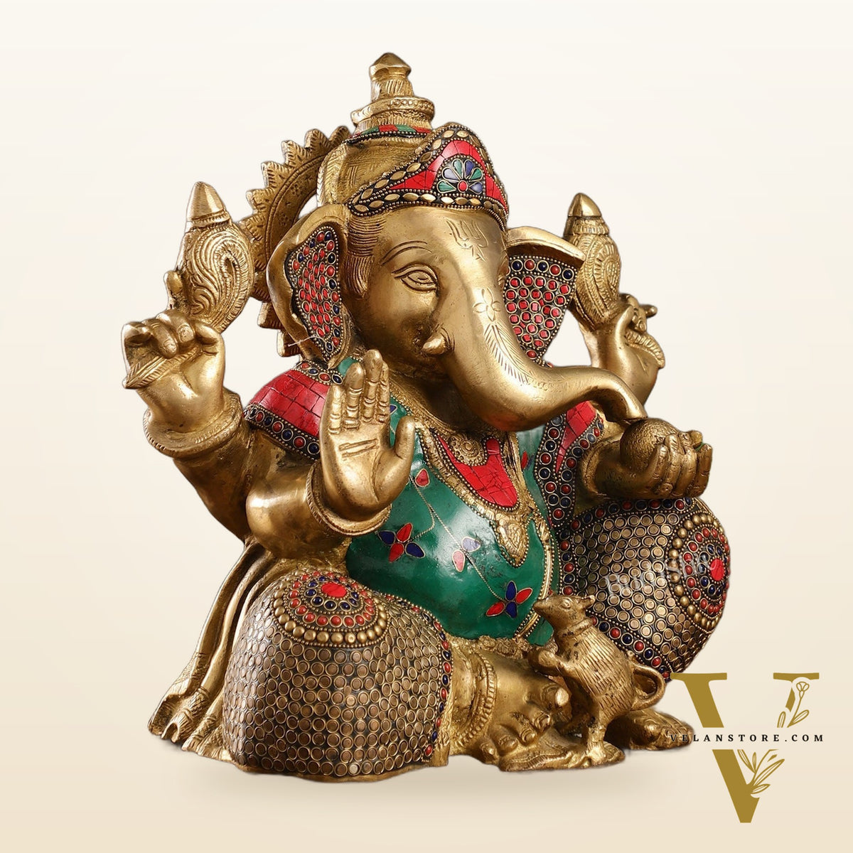 Ganapati Aashirwad Idol with Brass multicolour - 13" Tall