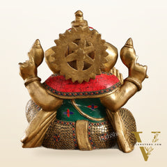 Ganapati Aashirwad Idol with Brass multicolour - 13" Tall