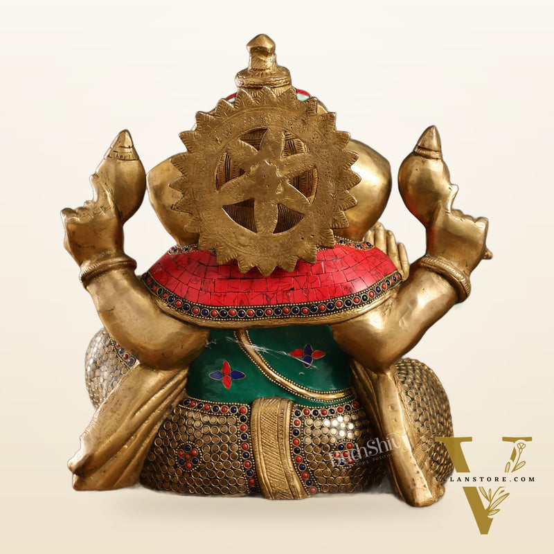 Ganapati Aashirwad Idol with Brass multicolour - 13" Tall