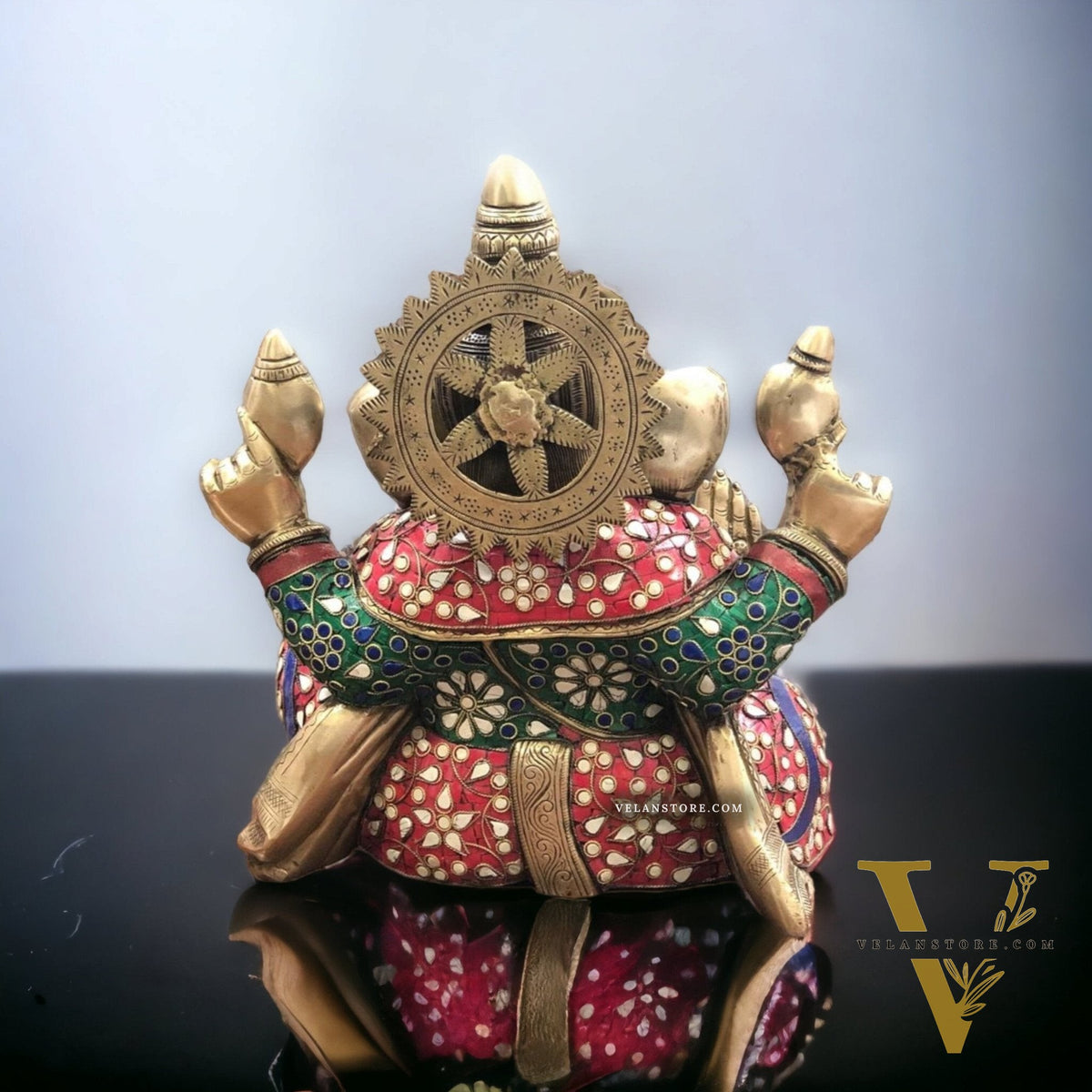 Ganapati Aashirwad Idol with  Handwork 13"