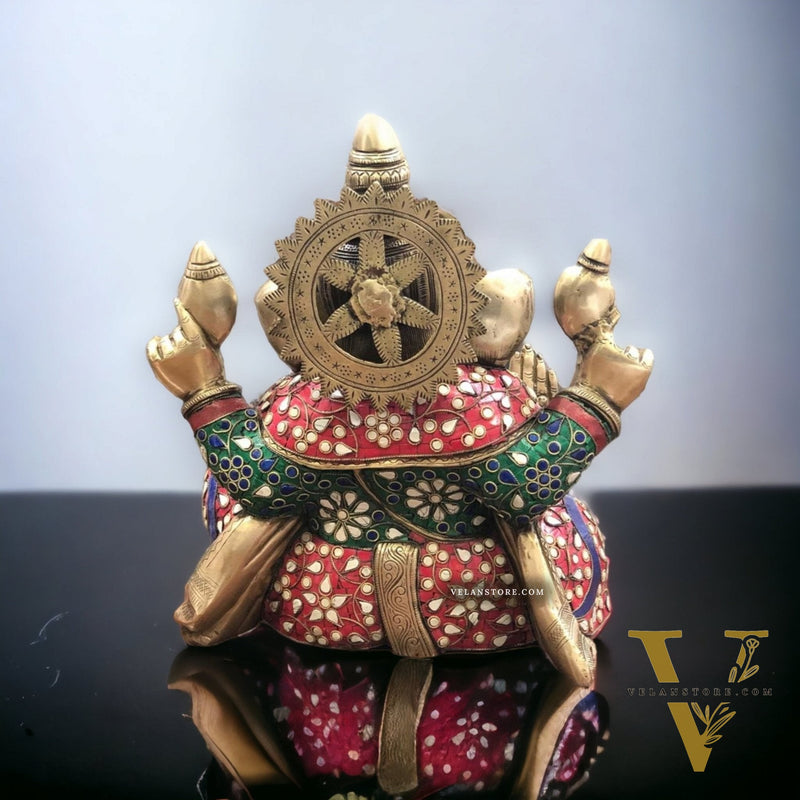 Ganapati Aashirwad Idol with  Handwork 13"