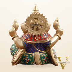 Ganapati Aashirwad Idol with  Handwork 13"