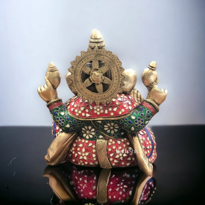 Ganapati Aashirwad Idol with  Handwork 13"