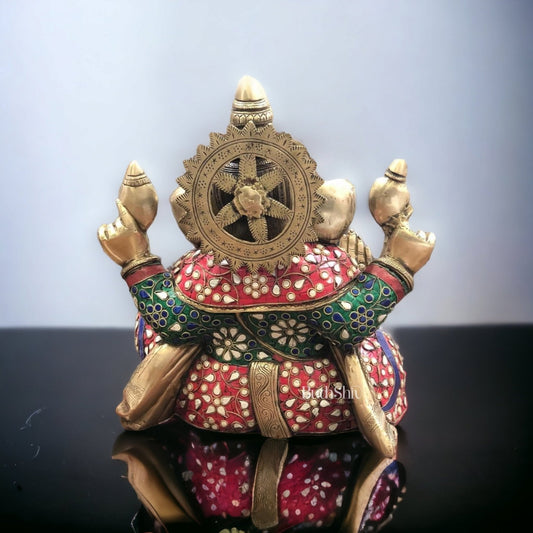 Ganapati Aashirwad Idol with  Handwork 13"