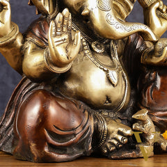 Ganapati Brass Idol - Extraordinary Double Chola Finish, 13" Height