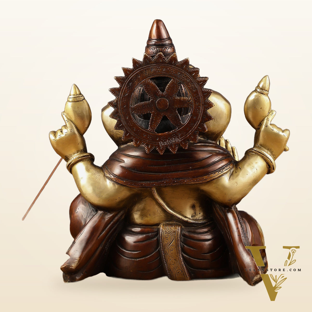 Ganapati Brass Idol - Extraordinary Double Chola Finish, 13" Height