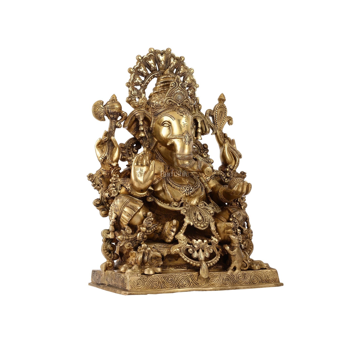 Large Ganapati Statue: Blessing Ganesha Brass Idol