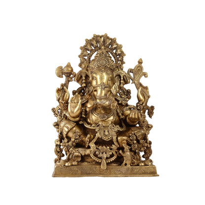 Large Ganapati Statue: Blessing Ganesha Brass Idol