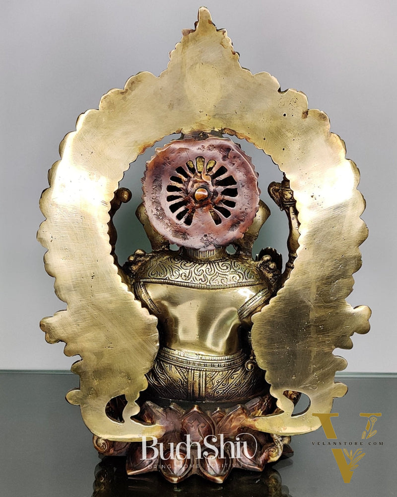 Ganapati Brass statue with duel tone Finish 15 inch