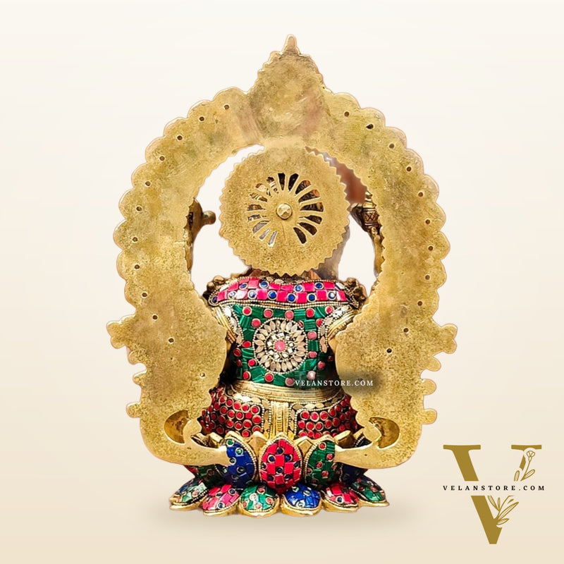 Ganapati Brass statue with Stonework 15 inch mosaic stone