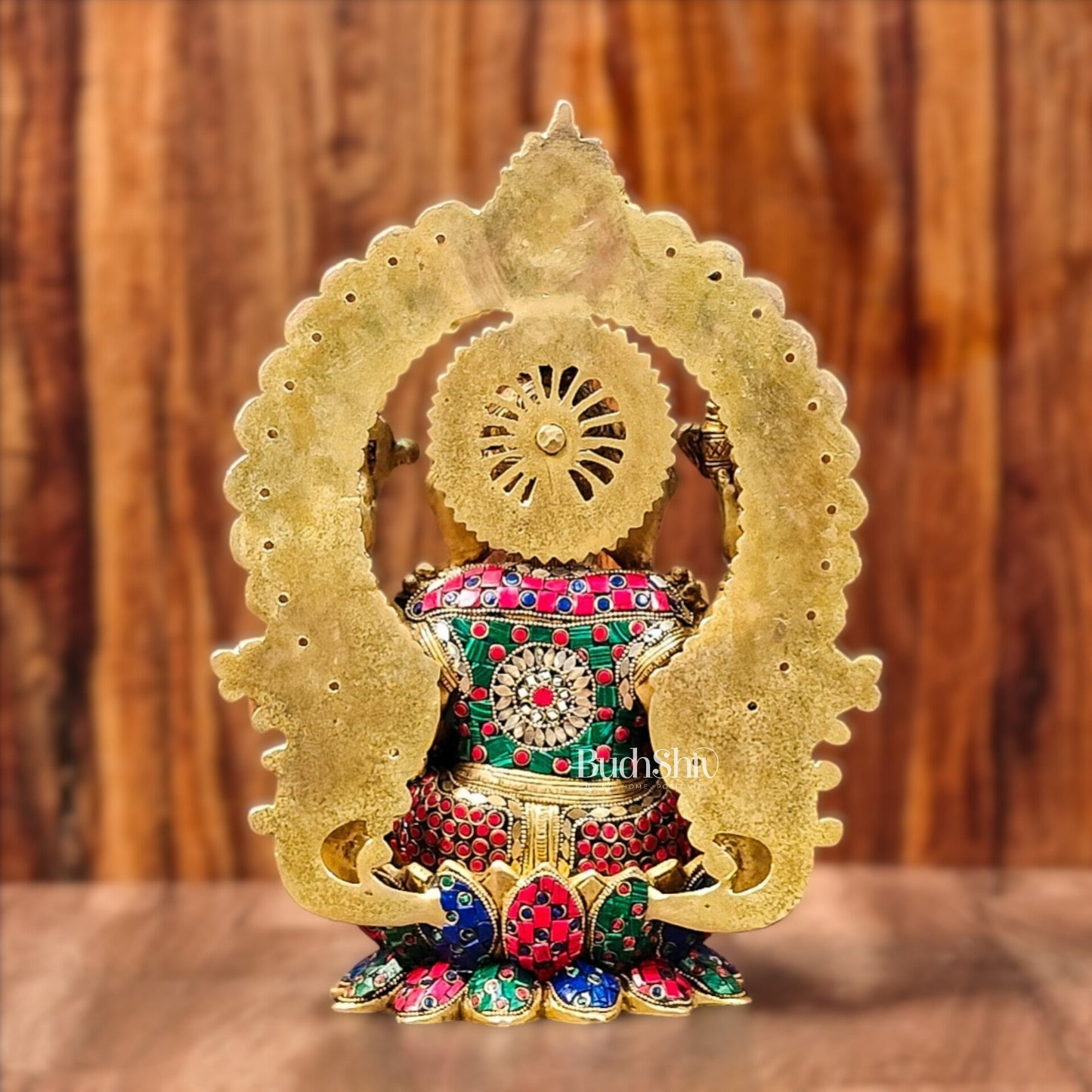 Ganapati Brass statue with Stonework 15 inch mosaic stone