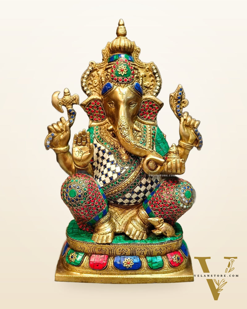 Ganesh Brass statue 16 inch multicolour