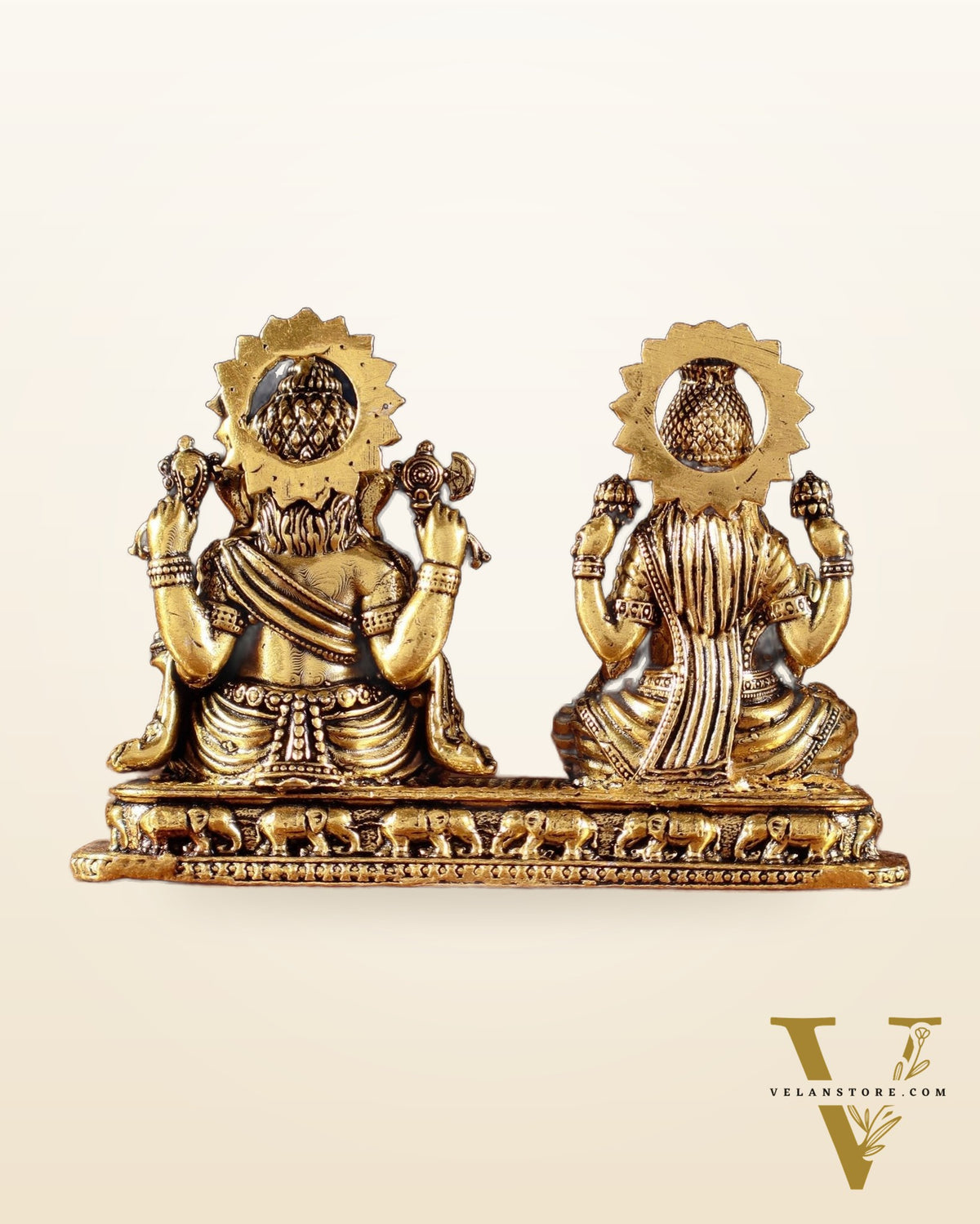 Ganesh Lakshmi Brass Idol on Same Base - Intricate Superfine, 3"