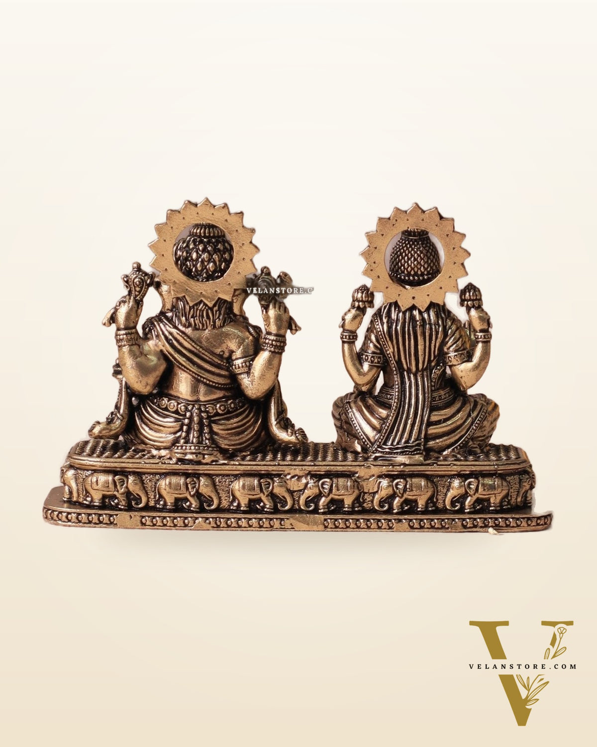 Ganesh Lakshmi Brass Idol on Same Base - Intricate Superfine, 3"