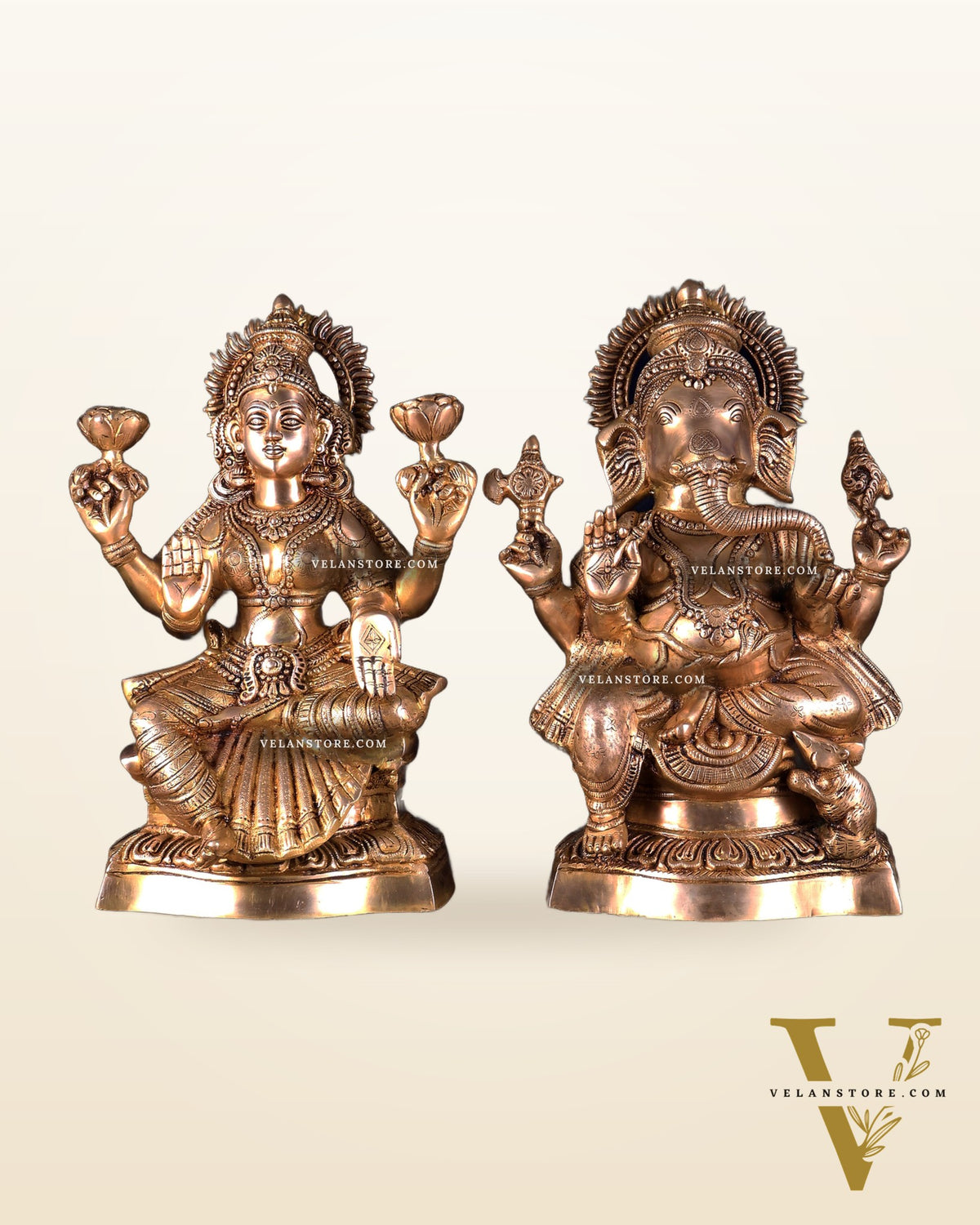 Ganesh Lakshmi Brass Idol Pair 18 inch