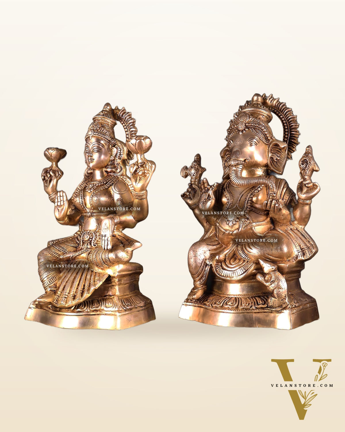 Ganesh Lakshmi Brass Idol Pair 18 inch