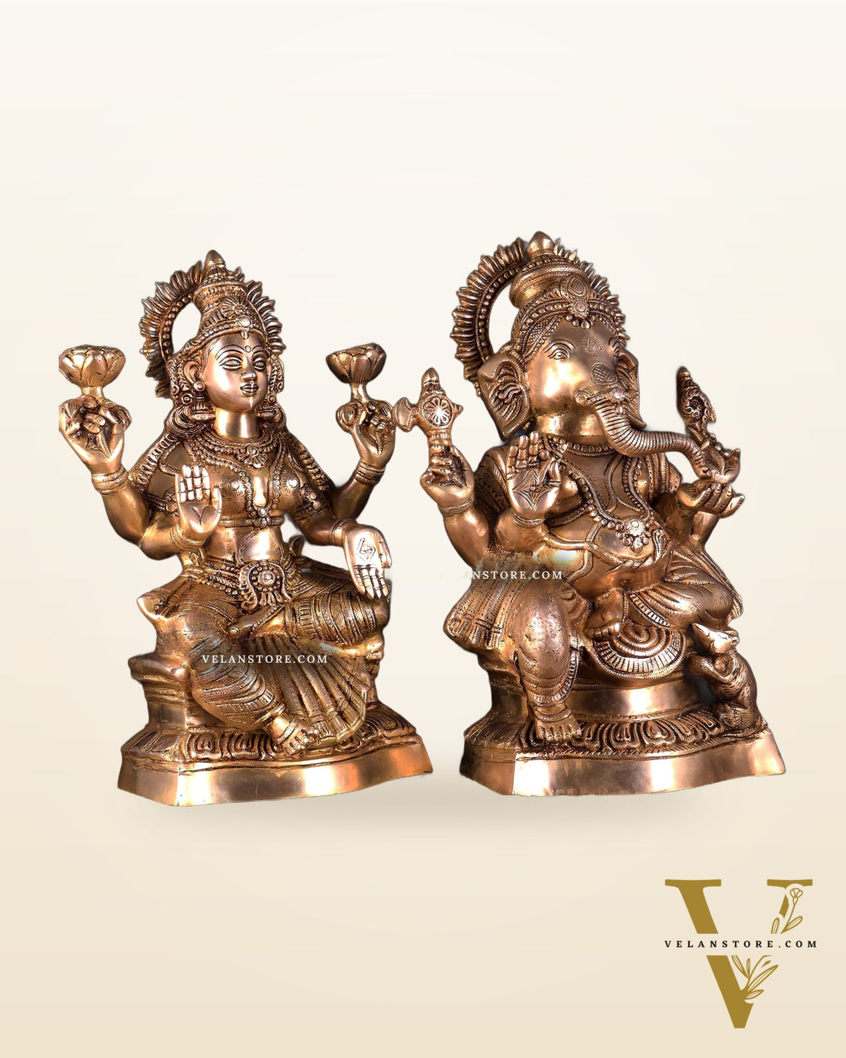 Ganesh Lakshmi Brass Idol Pair 18 inch