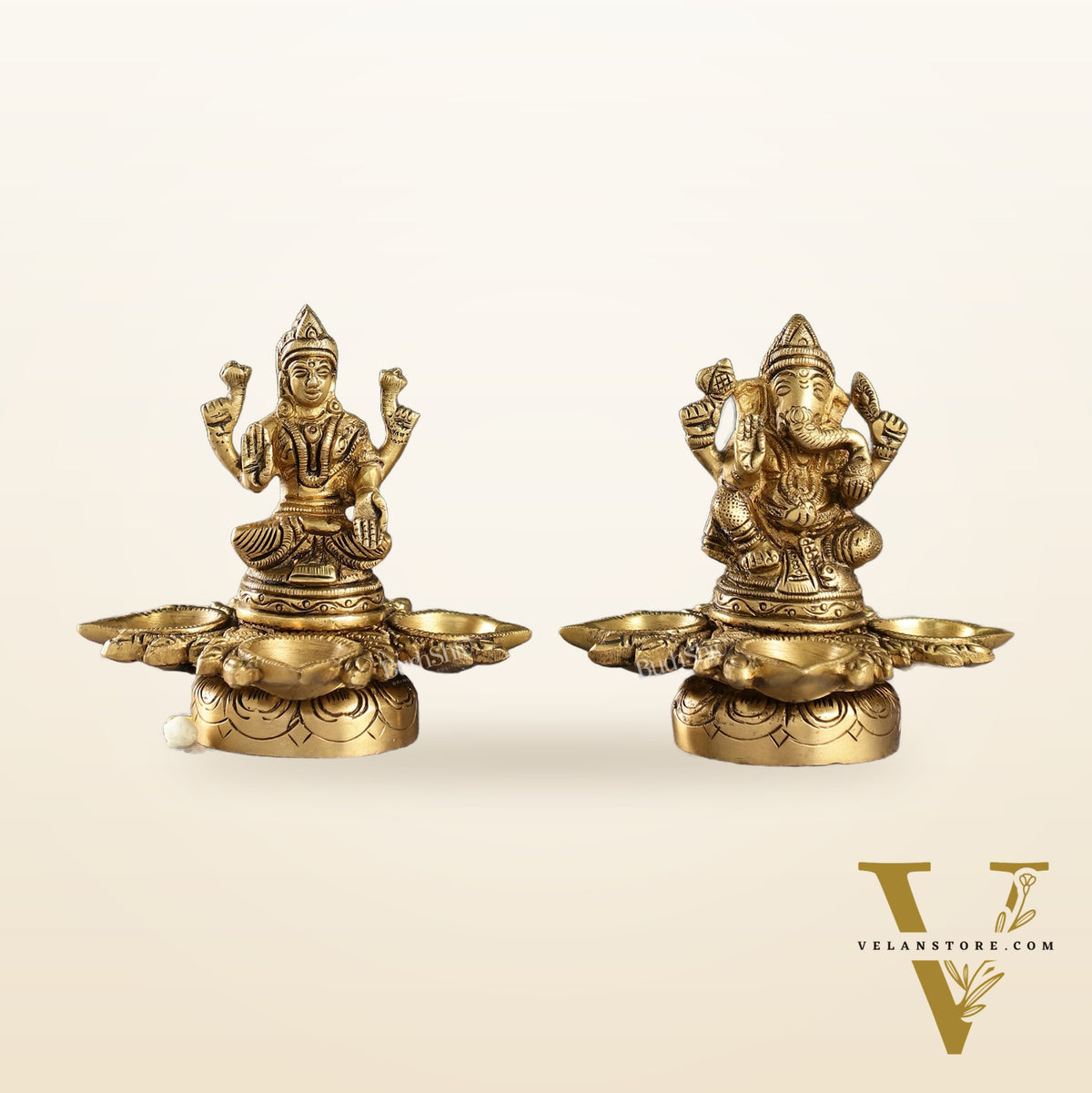 Ganesh Lakshmi Brass Lamp 5"