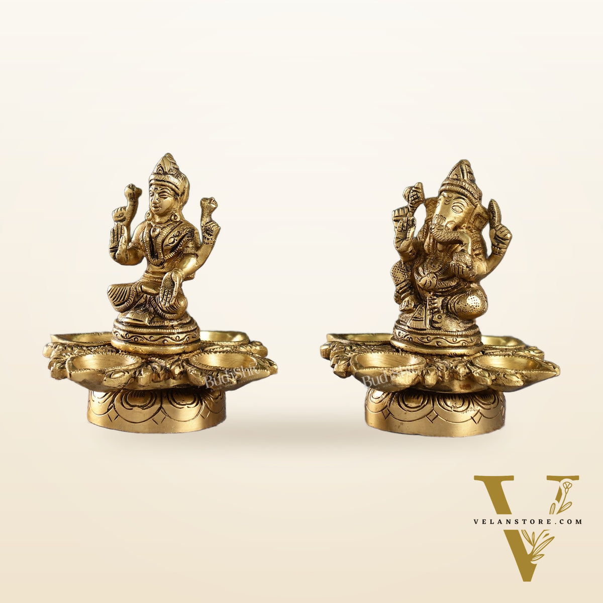 Ganesh Lakshmi Brass Lamp 5"