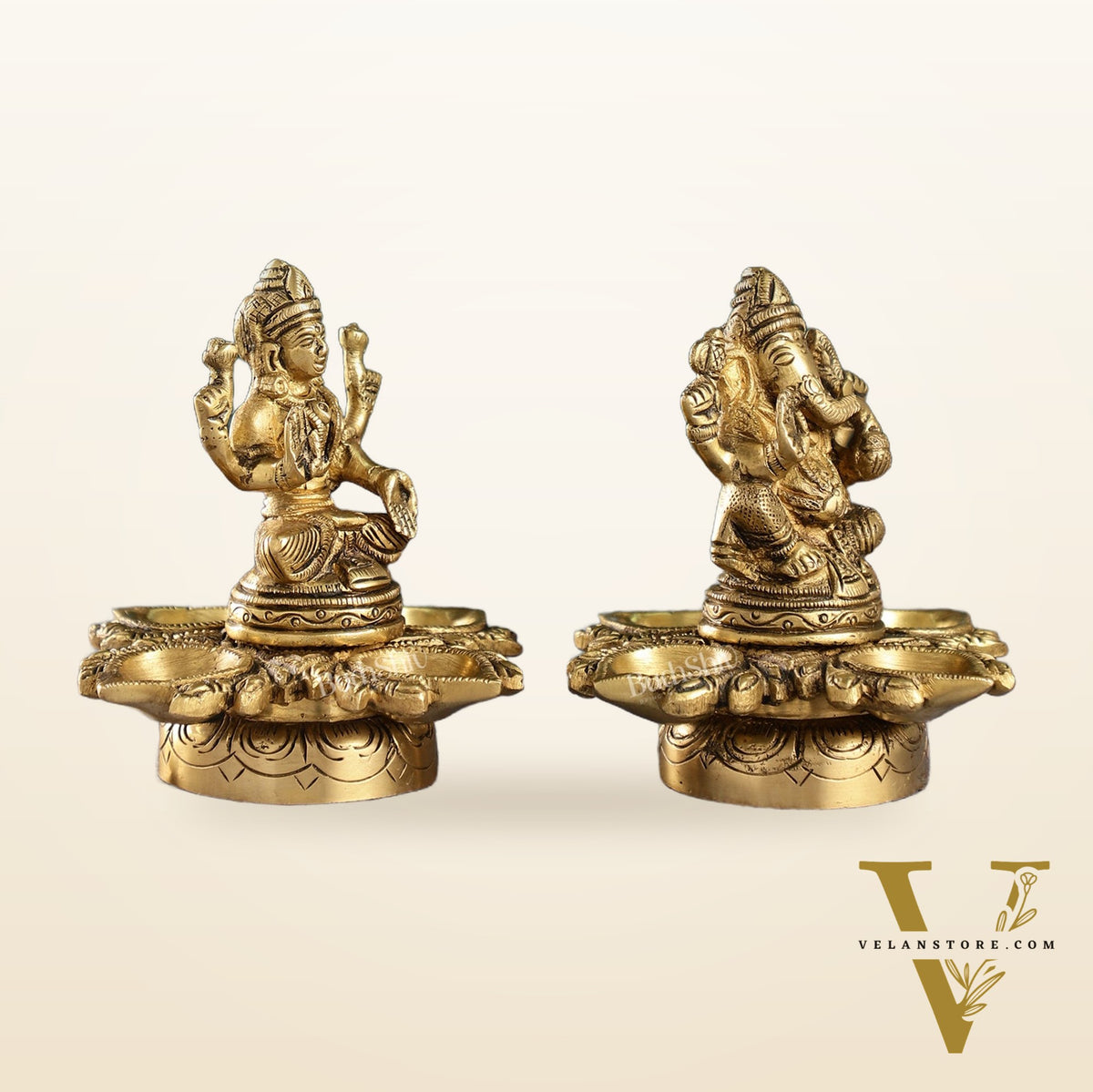 Ganesh Lakshmi Brass Lamp 5"