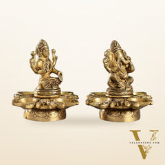 Ganesh Lakshmi Brass Lamp 5"