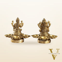 Ganesh Lakshmi Brass Lamp 5"