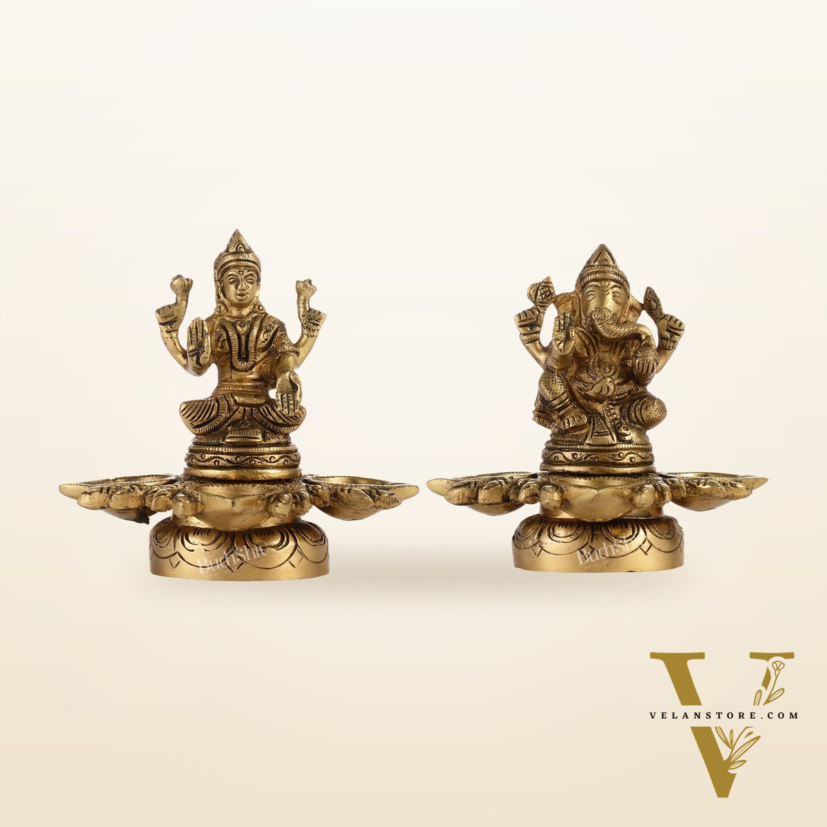 Ganesh Lakshmi Brass Lamp 5"
