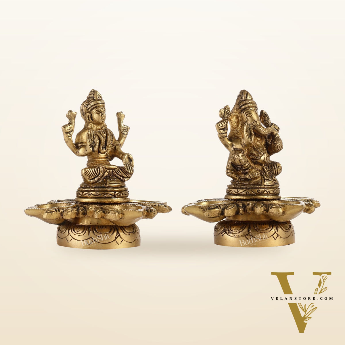 Ganesh Lakshmi Brass Lamp 5"