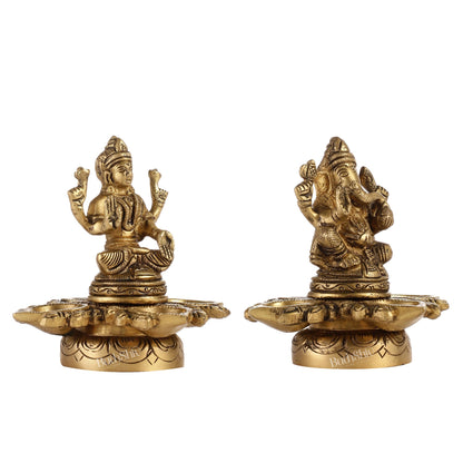 Ganesh Lakshmi Brass Lamp 5"
