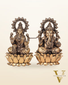 Ganesh Lakshmi Brass Superfine Idols - 8"